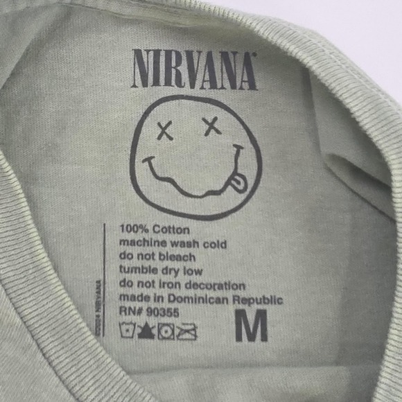 Nirvana Shirt Mens Medium Green Pink Smiley Face Rock Band Graphic Tee T-Shirt‎ - Picture 3 of 5